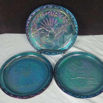 Fenton Carnival Glass USA Plates Series - 3 Pieces!
