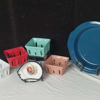 Colorful Ceramic Berry Baskets and Platter