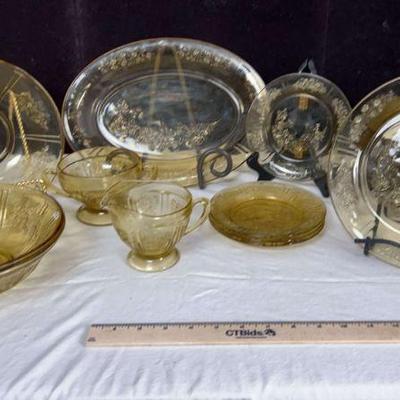 Etched Floral Depression Glass