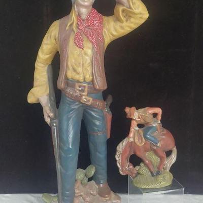Tall Ceramic Cowboy & Cowboy on Horseback