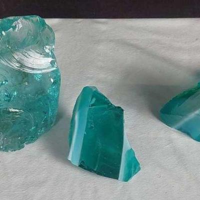 4 lb. 14 oz. Antique Aqua Slag Glass Pieces