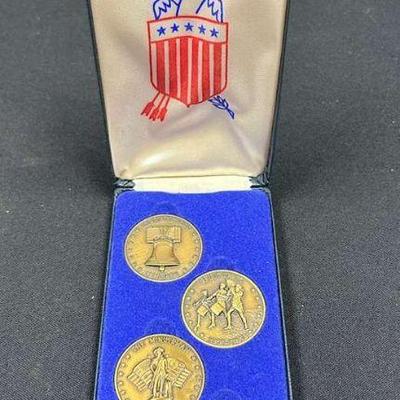 Ct320v 1776 1976 bicentennial bronze commemorative medallion coin set