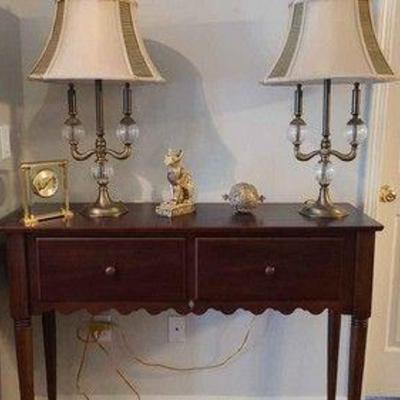 Side Table, Lamps, And Decor
