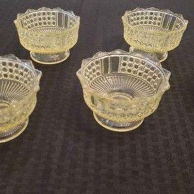  Pale Yellow Hobnail Compote Dishes