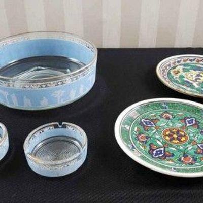Hand Painted Greek Plates, Vintage Ashtrays And More