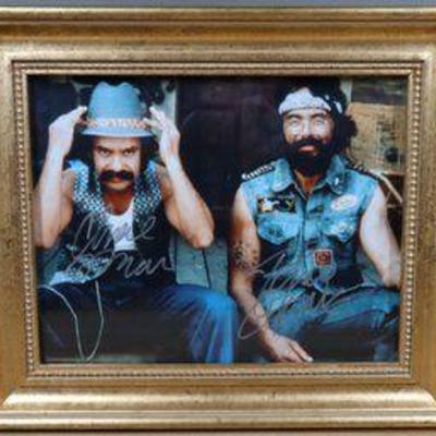 Cheech Marin & Tommy Chong Photo Signed And Framed, Approx. 10.5 In. X 12.5 In