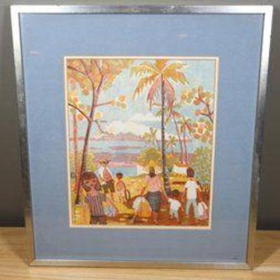 Colorful Island Works On Paper 124/500 On Canvas Framed & Signed