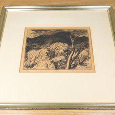 Harry Wicky Signed Etching 19/75 Framed