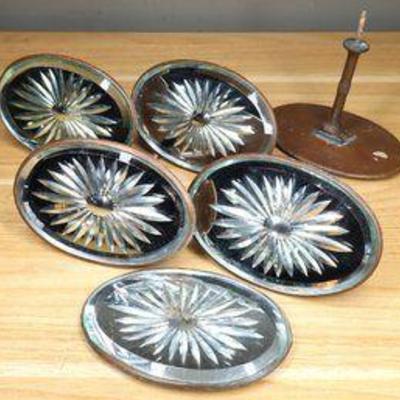 Mirrored Cut Glass and Lead Curtain Tie Backs/Pins