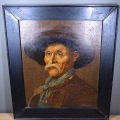 German Genre Portrait Painting Signed Fr. Mueller