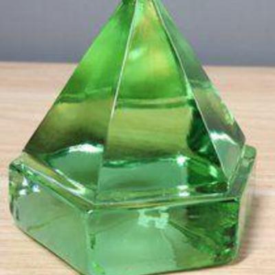 Authentic Models Handmade Ship Deck Light Green Glass Nautical Pyramid Boat Paperweight