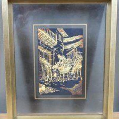 Vintage Gold Don Quixote Engraving - Framed Approx. 6.75 In. X 5.5 In.