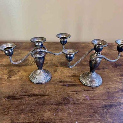 Lot 009-DR: Weighted Sterling Candelabra Pair 