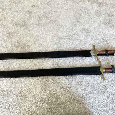 Lot 040-BON: Pair of Pakistani Stainless-Steel Swords