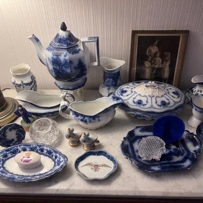 FLOW BLUE DISHWARE