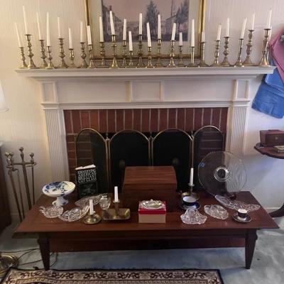 BRASS AND MID-MODERN COFFEE TABLE