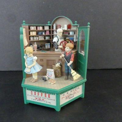 Vintage Enesco Animated General Store Music Box - Plays "In the Good 'Ol Summertime"