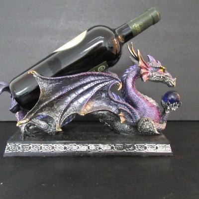 Vintage Purple Dragon Wine Bottle Holder - 14" Long