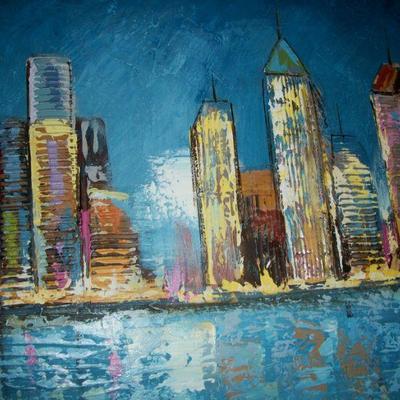 Close up of the NYC Skyline painting
