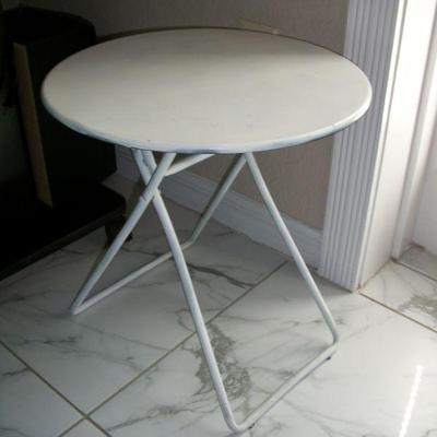 Small white folding Patio End Table