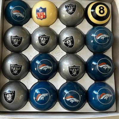 Vintage Broncos/Raiders Pool Balls