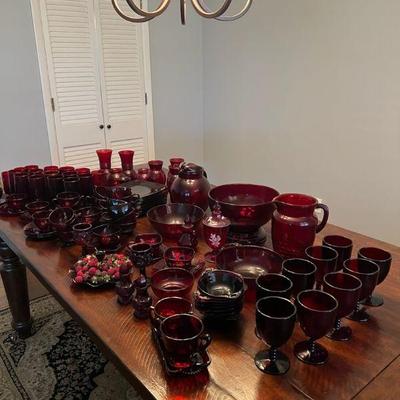Large Collection Of Beautiful Red Glassware, a couple marked Avon, Everything Else Has No Markings*