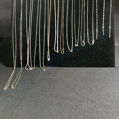 Fifteen Piece Collection of Chains & Bracelets/Anklets 30”,24”,18”,16”,7” .925 Italy & India SS