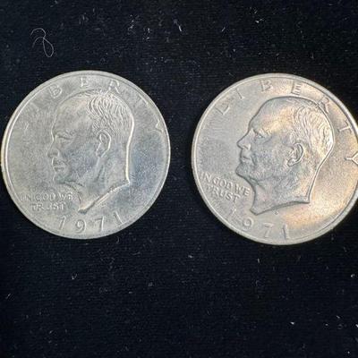 Two Eisenhower 1971 Dollar Coins