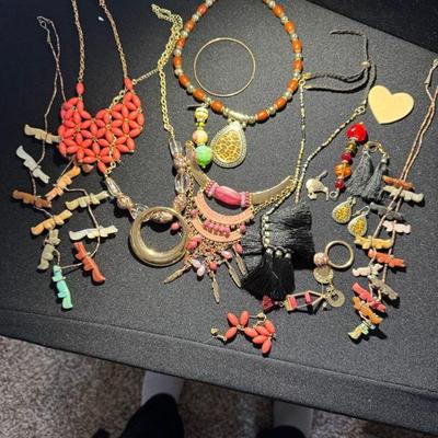 Costume Jewelry Necklace, Bracelet, Charms And Earrings