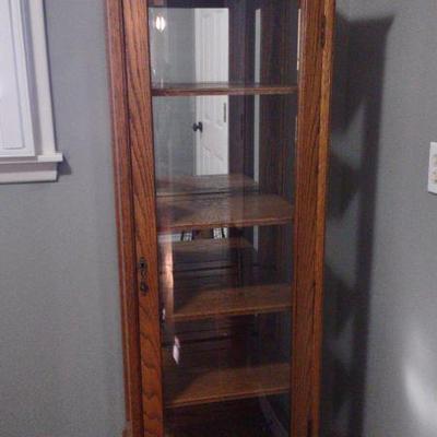 Wood China Hutch with Glass Windows and Door