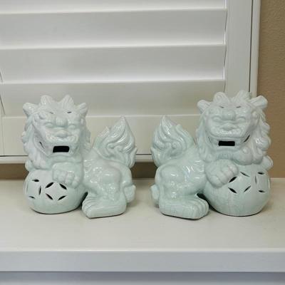 Beautiful Pair of Traditional Chinese Foo Dogs guardians made by Three Hands Co.