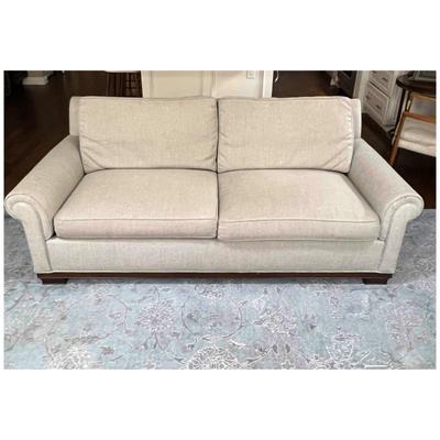  Elegant Down Filled Beige Sofa with Rolled Arms from Hickory Chair Co.