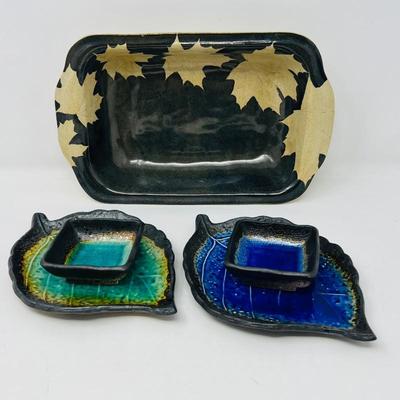  Hand Crafted Decorative Leaf-Shaped Ceramics Set - Decor/Serving Pieces