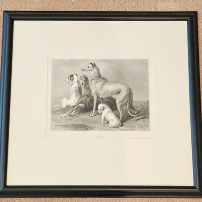  Framed Lithograph of Drawing by Sir Edwin Henry Landseer in 1887 "Waiting" 21.5" x 20" Framed