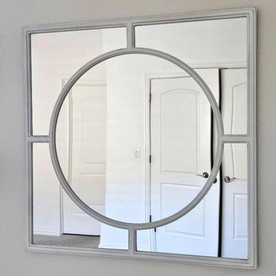  Modern Geometric Shaped Square/Round White Wall Mirror with distressed frame - 30" x 30" 