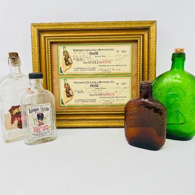  Antique Bottle and Coca-Cola Check Lot