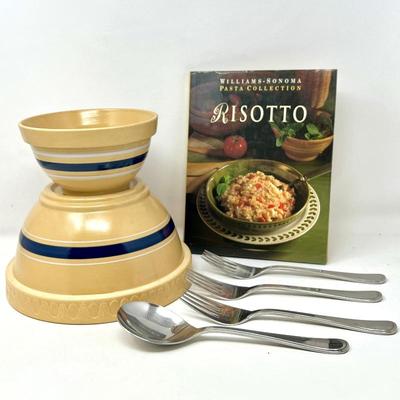 Williams-Sonoma Risotto Bowl Set with Cookbook and Splendide Cutlery
