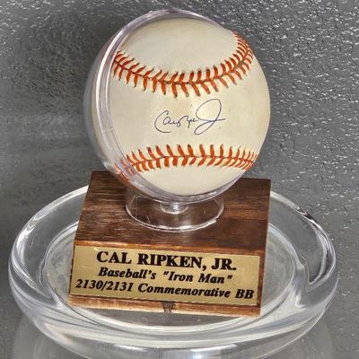MLB Baseball Signed By Carl Ripken Jr. in Display Case