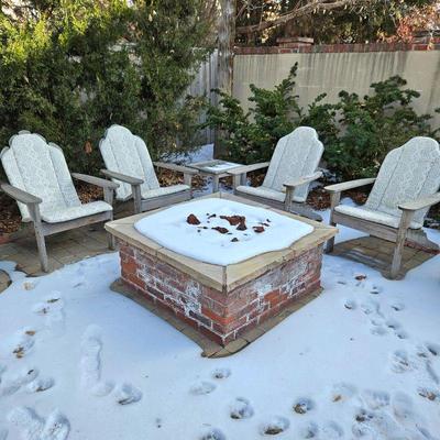 Kingsley Bate Teak Adirondack Chairs - Set of Four with Cushions plus End Table 