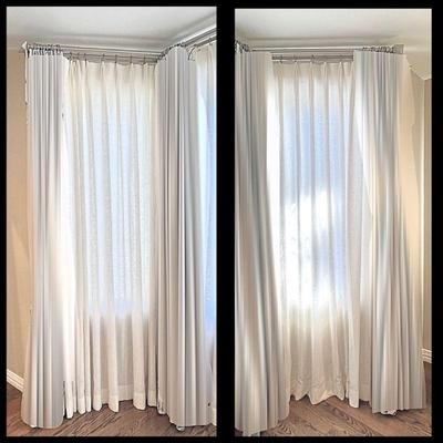  Set of beautiful off-white curtain Panels for a neutral palette in a semi sheer linen fabric. 102" tall/ 102" wide