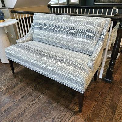 Elegant Upholstered Settee with Geometric Pattern By Kravet Furniture