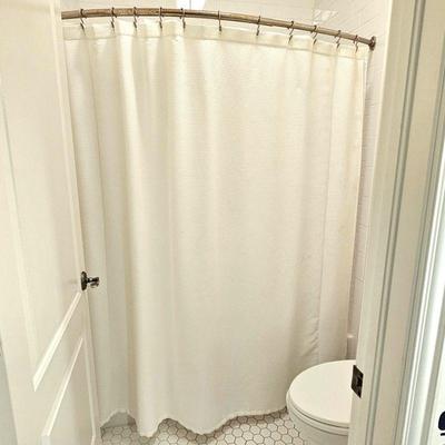 Nautica Brand White Shower Curtain in Soft Waffle Pattern 