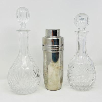 Vintage Barware Set - 2 Glass Decanters & Ralph Lauren Cocktail Shaker.