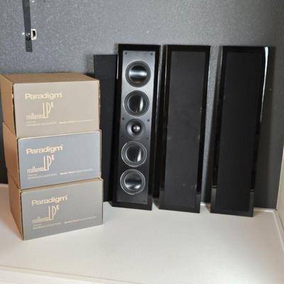 Paradigm Millennia LP 2 Flat Panel Surround Sound Speakers with Stands (or Mount on Wall) Includes Three Speakers 
