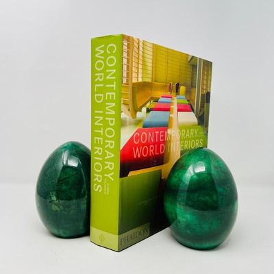 Contemporary World Interiors Book by Susan Yelavich & Green Stone Bookends