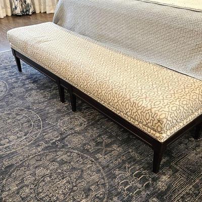 Beautiful King Bed Length Upholstered Sitting Bench in Dark Wood Frame 75"L x 21"D x 18" Seat Height