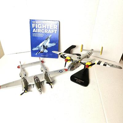  Lot of Two Model Airplanes Plus Book on Fighter Aircraft
