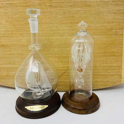 Wintrade Handblown Glass Art Pieces - Sailboat and Hot Air Balloon