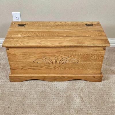 Vintage Solid Oak Children's Toy Chest Lined in Cedar - Very Sturdy