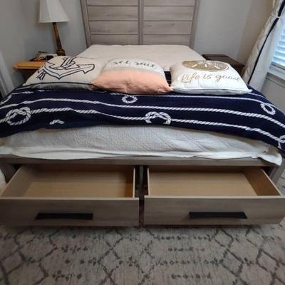 Queen Headboard and Footboard with Drawers
